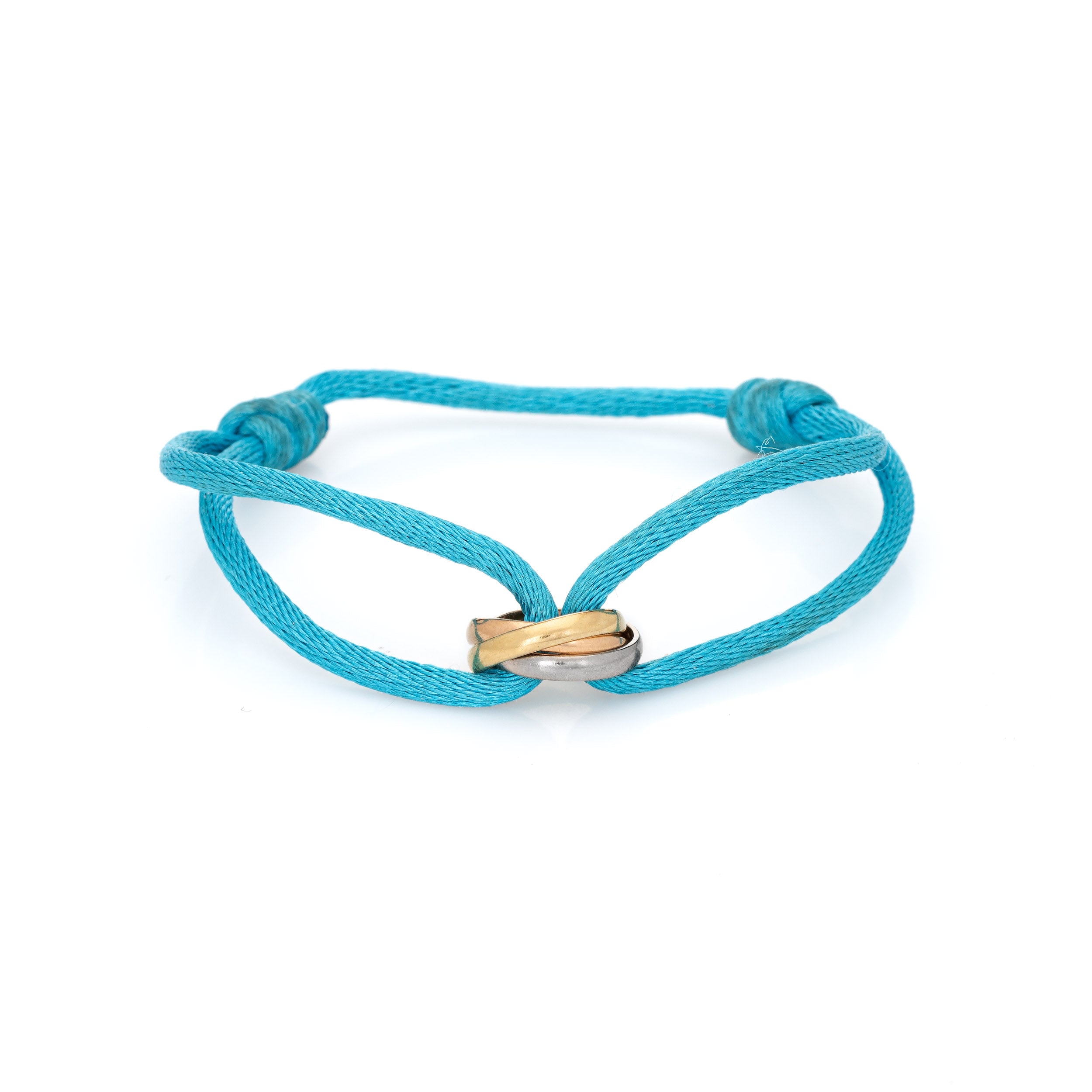 Cartier Love Charity Bracelet Turquoise Silk Cord Trinity 18k Gold