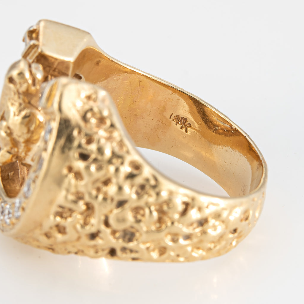 SOLD: Antique Men's Diamond Dice Ring in 14K Gold