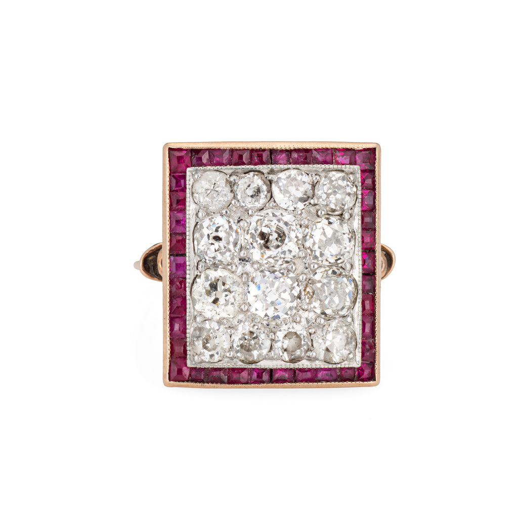 Art Deco Diamond & Ruby Square Ring