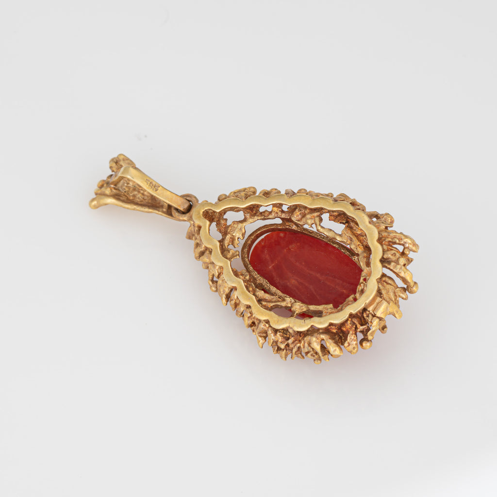 Vintage 14k orders gold Coral pendant