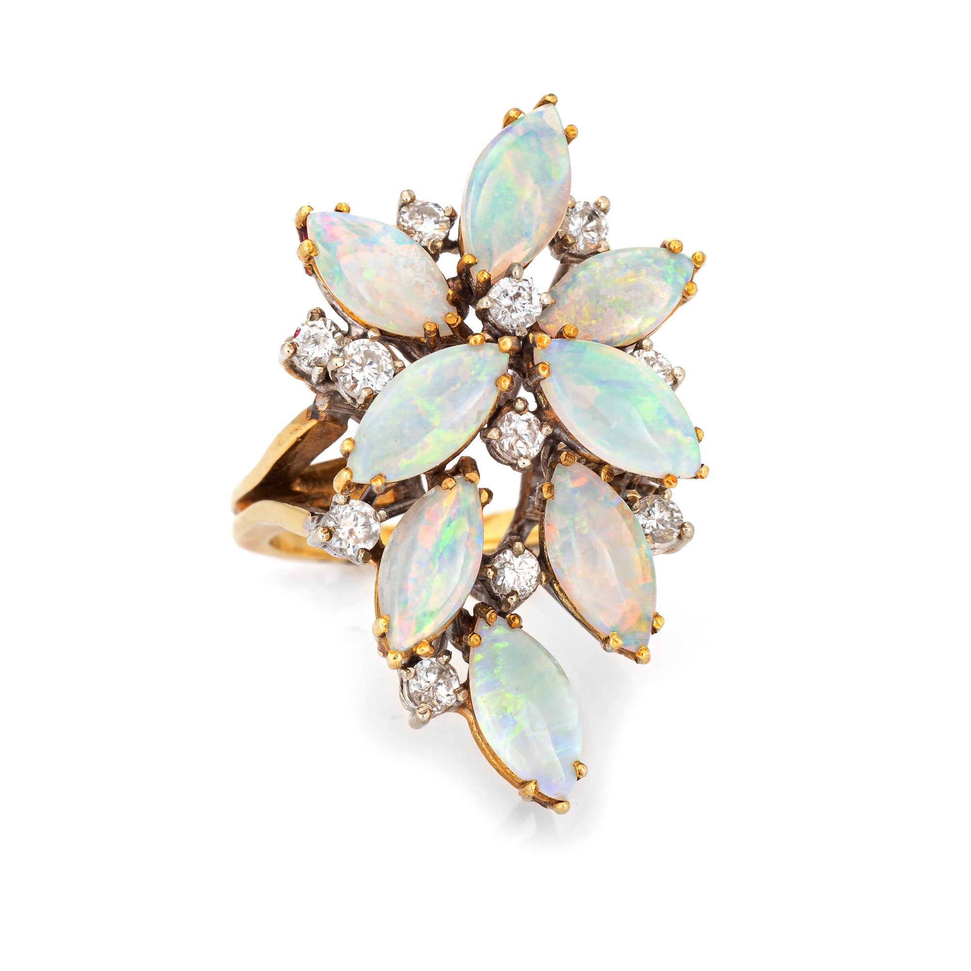 A fine vintage opal and diamond cluster ring – Vintage Tom Antique Jewellery
