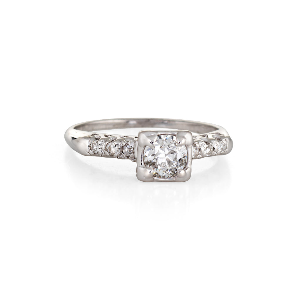 Vintage Diamond Engagement Ring 1/2 Carat Old European Cut Estate Fine ...