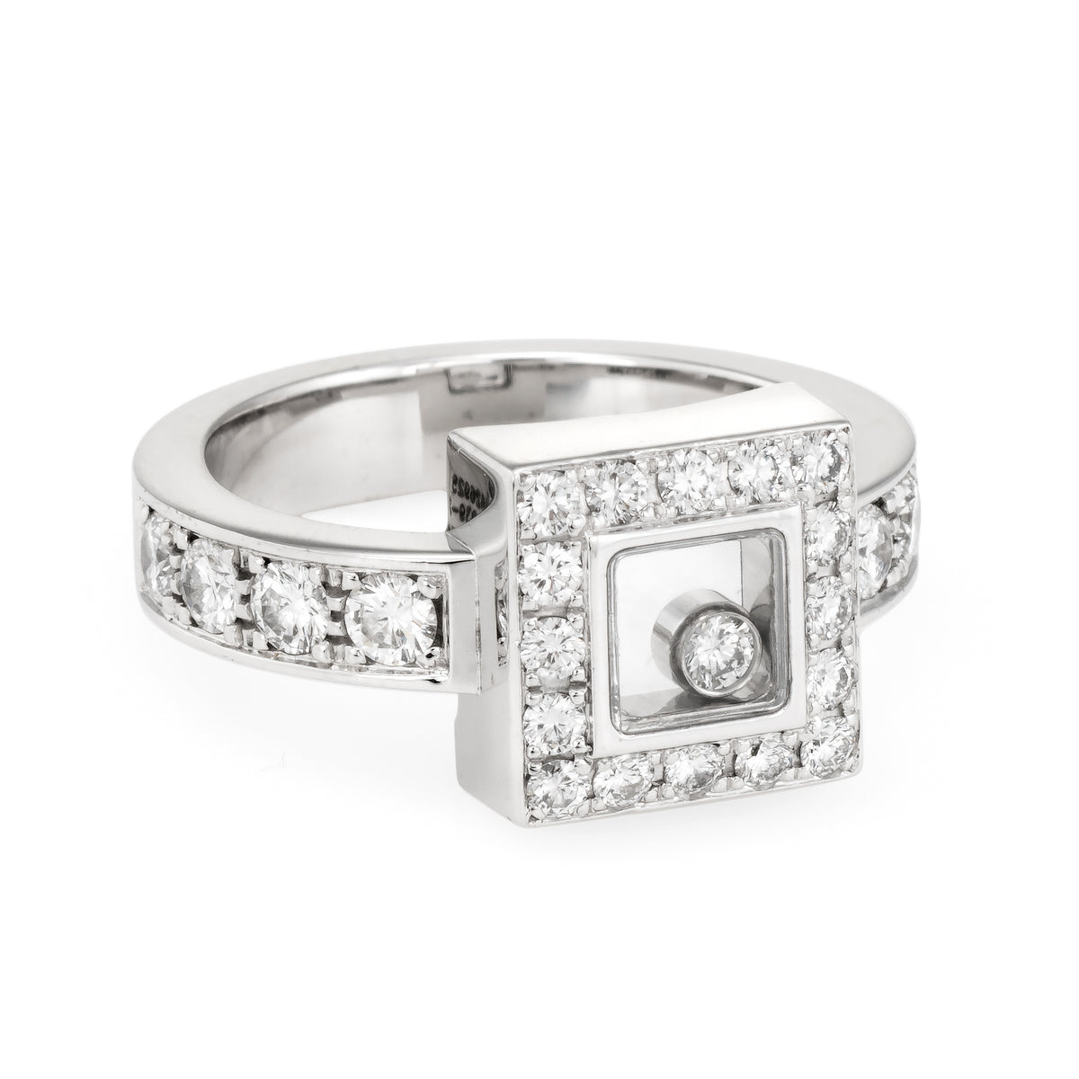 Chopard Happy Diamonds Square Ring Estate 18k White Gold Sophie Jane