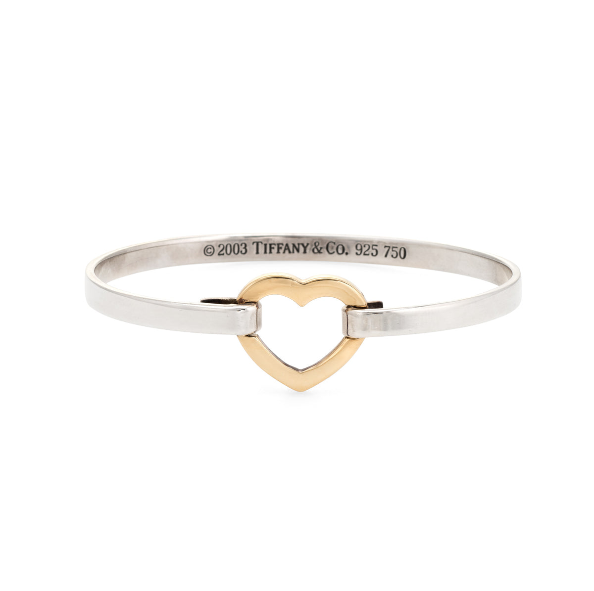 Tiffany & Co Heart Bangle Bracelet 2003 Estate 18k Gold Sterling Silve –  Sophie Jane