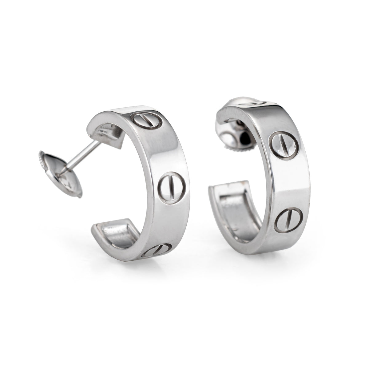 Cartier Love Earrings 18k White Gold Circa 1997 Estate Fine