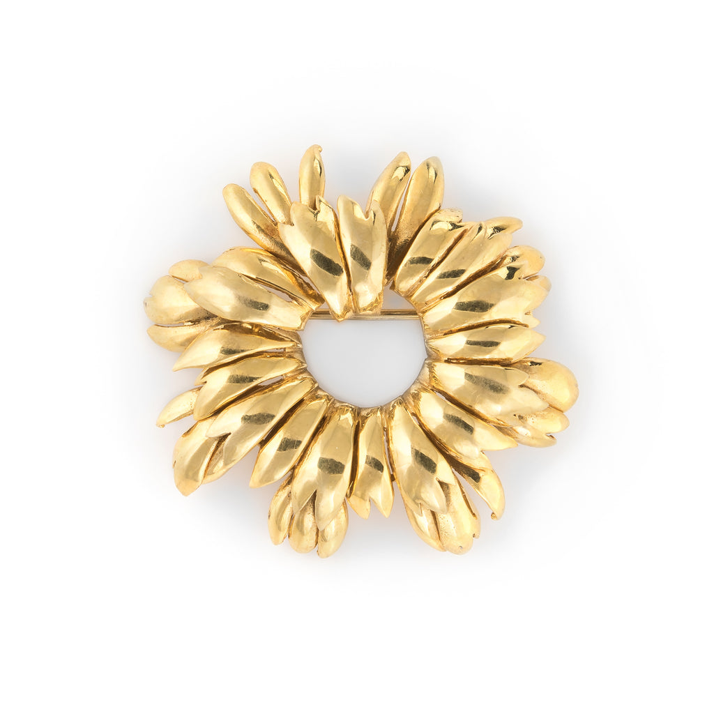 Vintage Tiffany & Co Wreath Brooch 18k Yellow Gold Italy Round 1980s J ...