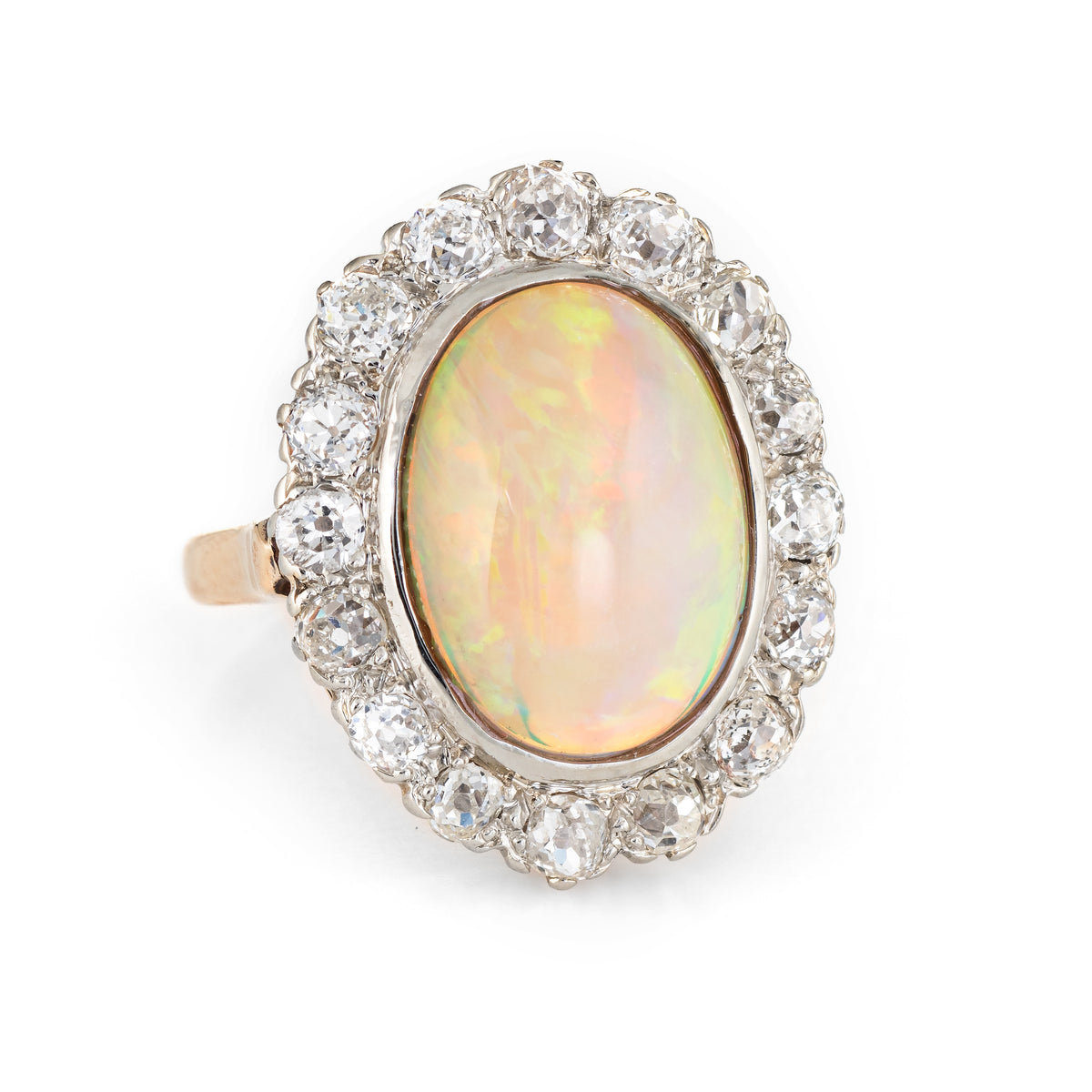 70s Vintage 4ct Opal Diamond Cluster Ring 14k Yellow Gold Estate Fine –  Sophie Jane