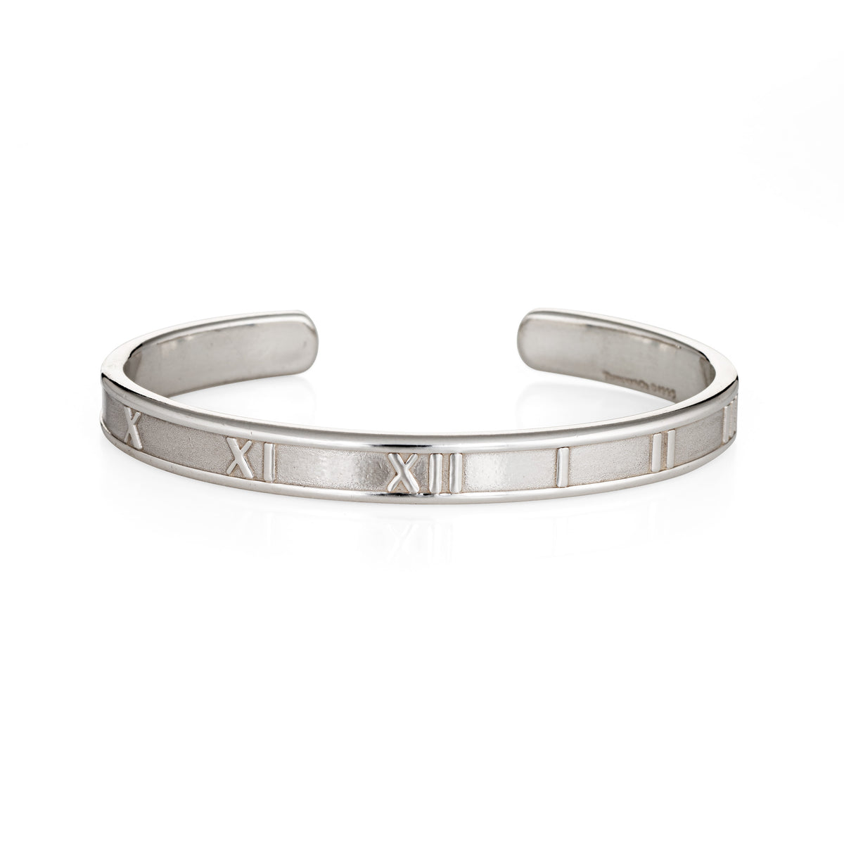 Tiffany & Co Atlas Roman Numerals Cuff Bracelet Small size Silver 925 Bangle